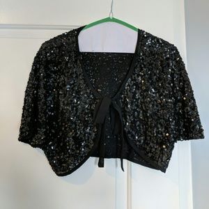 Betsey Johnson sequin black shrug